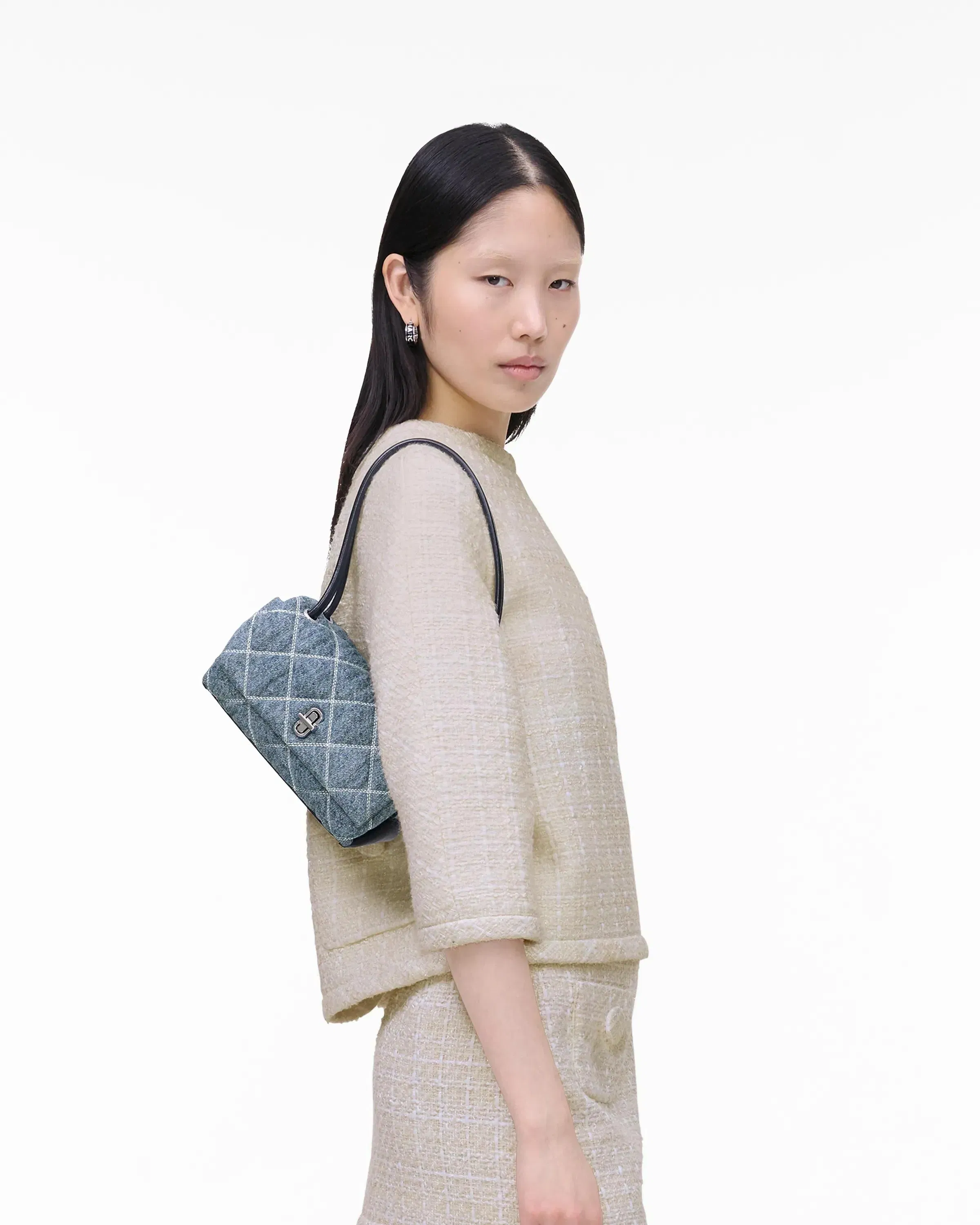 The Quilted Denim Mini Dual Shoulder Bag