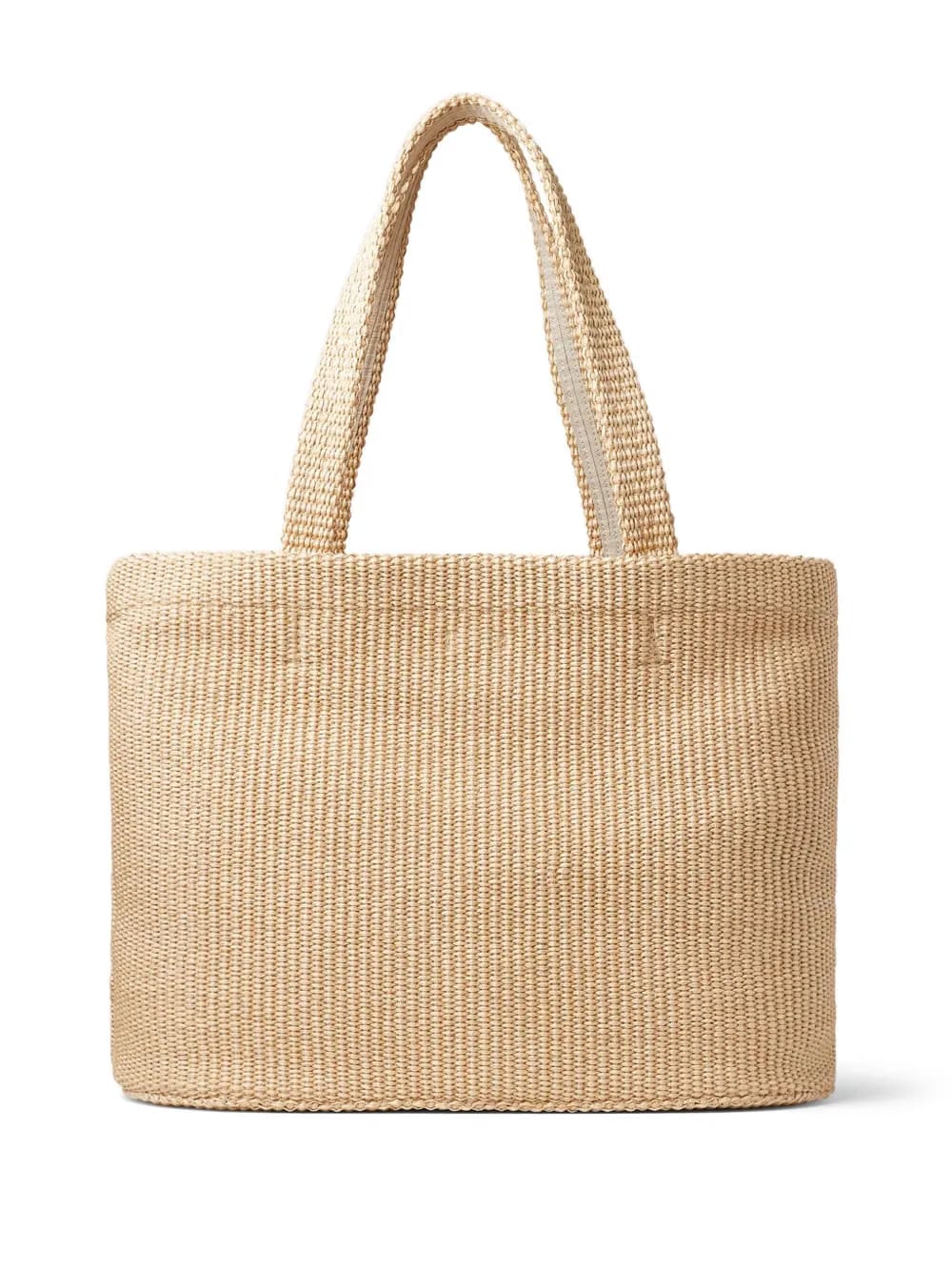 logo-embroidered raffia beach bag