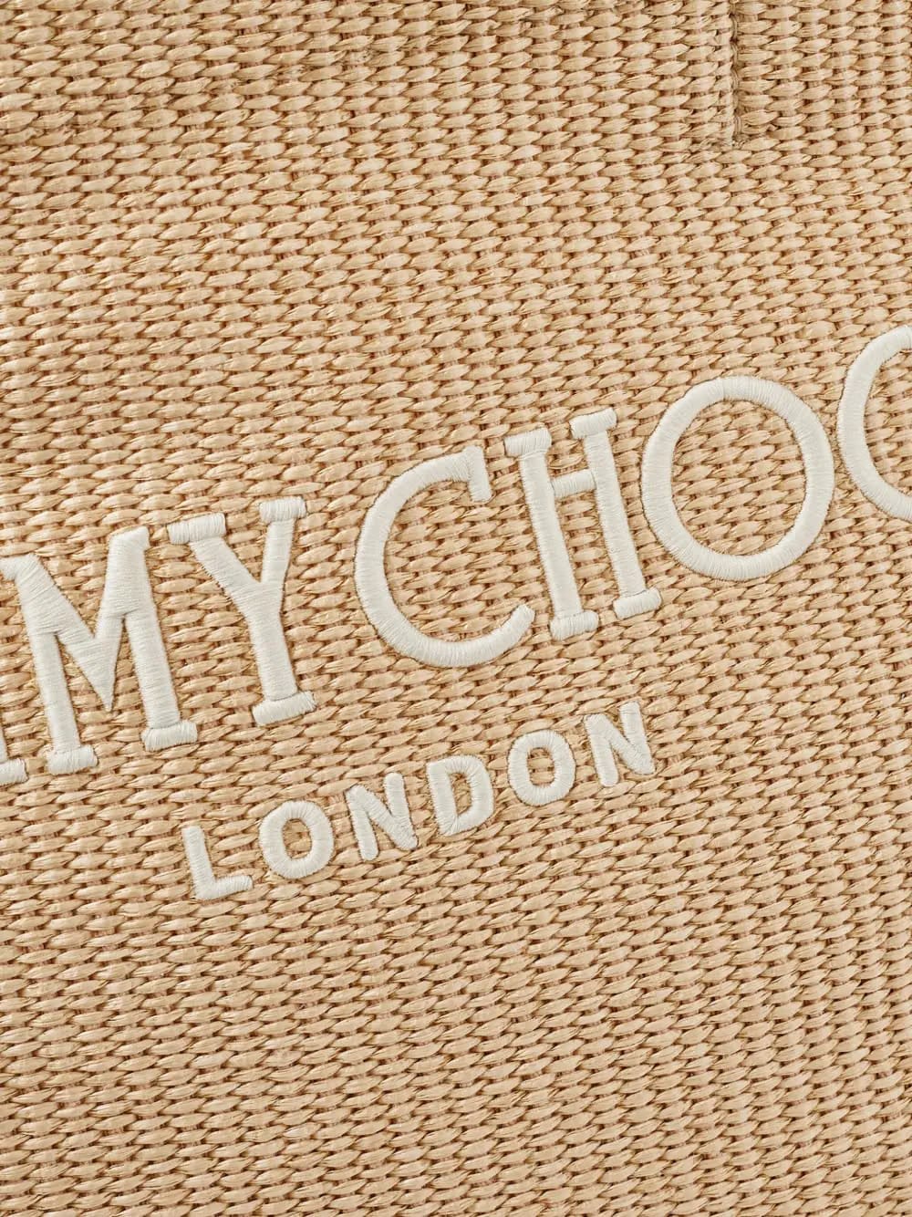 logo-embroidered raffia beach bag