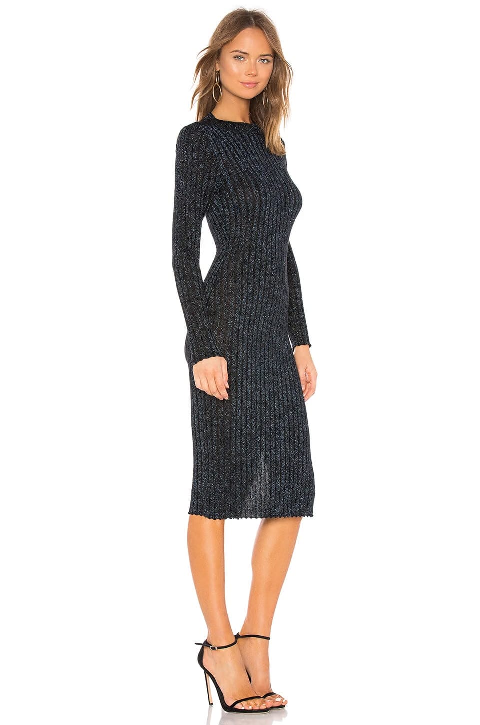 superdown Aliza Sweater Dress in Blue Metallic