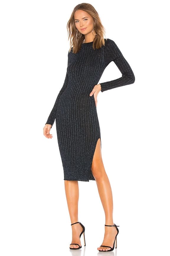 superdown Aliza Sweater Dress in Blue Metallic