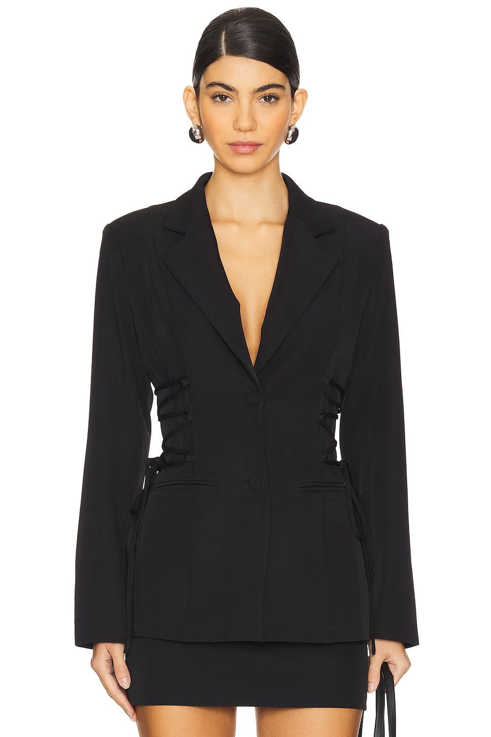 superdown Jennifer Lace Up Blazer in Black