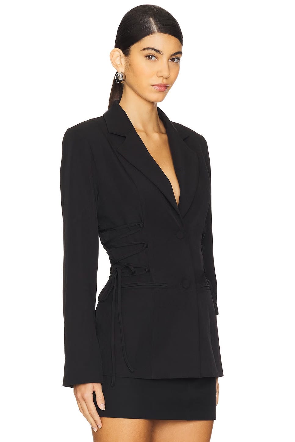 superdown Jennifer Lace Up Blazer in Black