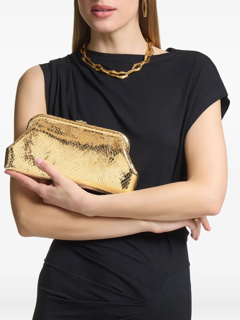 metallic textured clutch bag