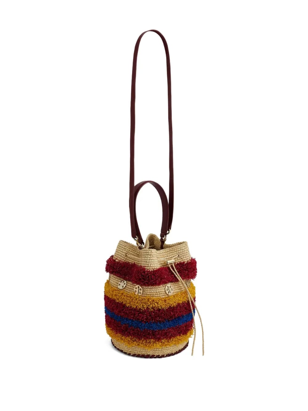 woven striped bucket bag