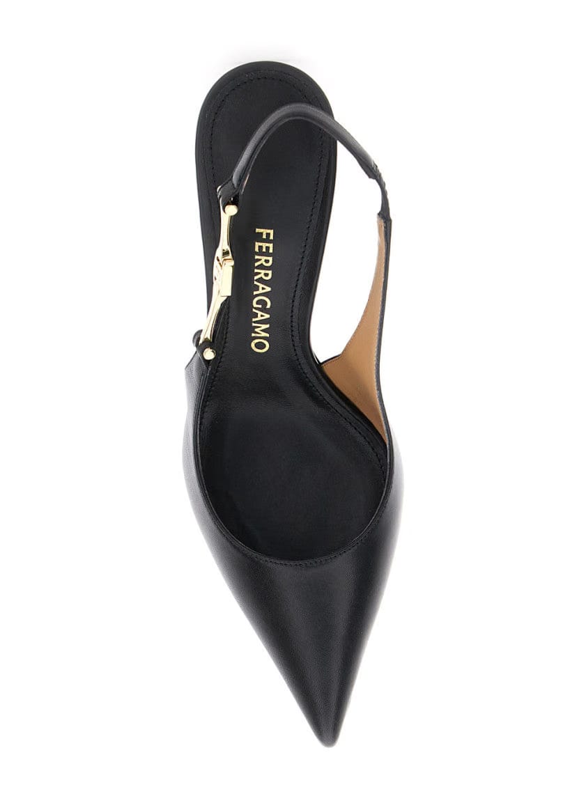 Ferragamo Black Slingback Pumps