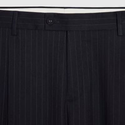 Navy Loose Fit Pinstripe Trousers