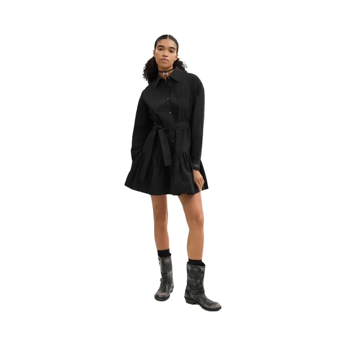 Coach Shirt Dress In Organic Cotton Black