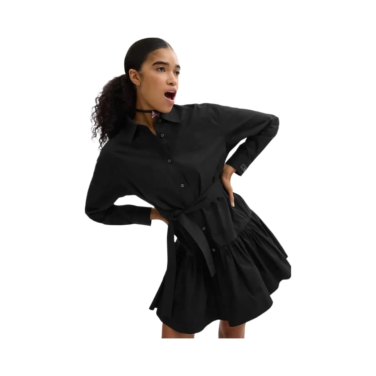 Coach Shirt Dress In Organic Cotton Black