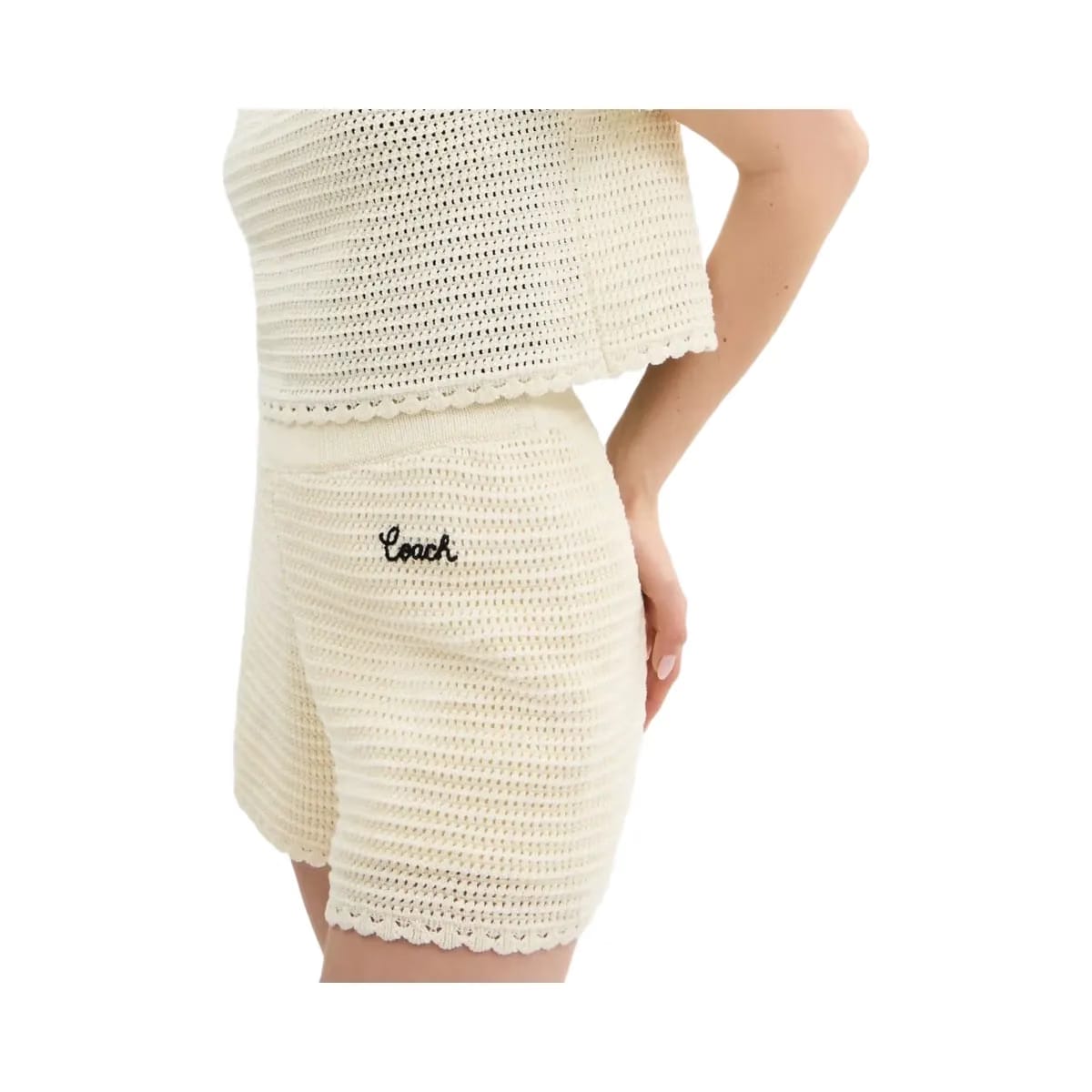 Coach Knit Shorts Cream