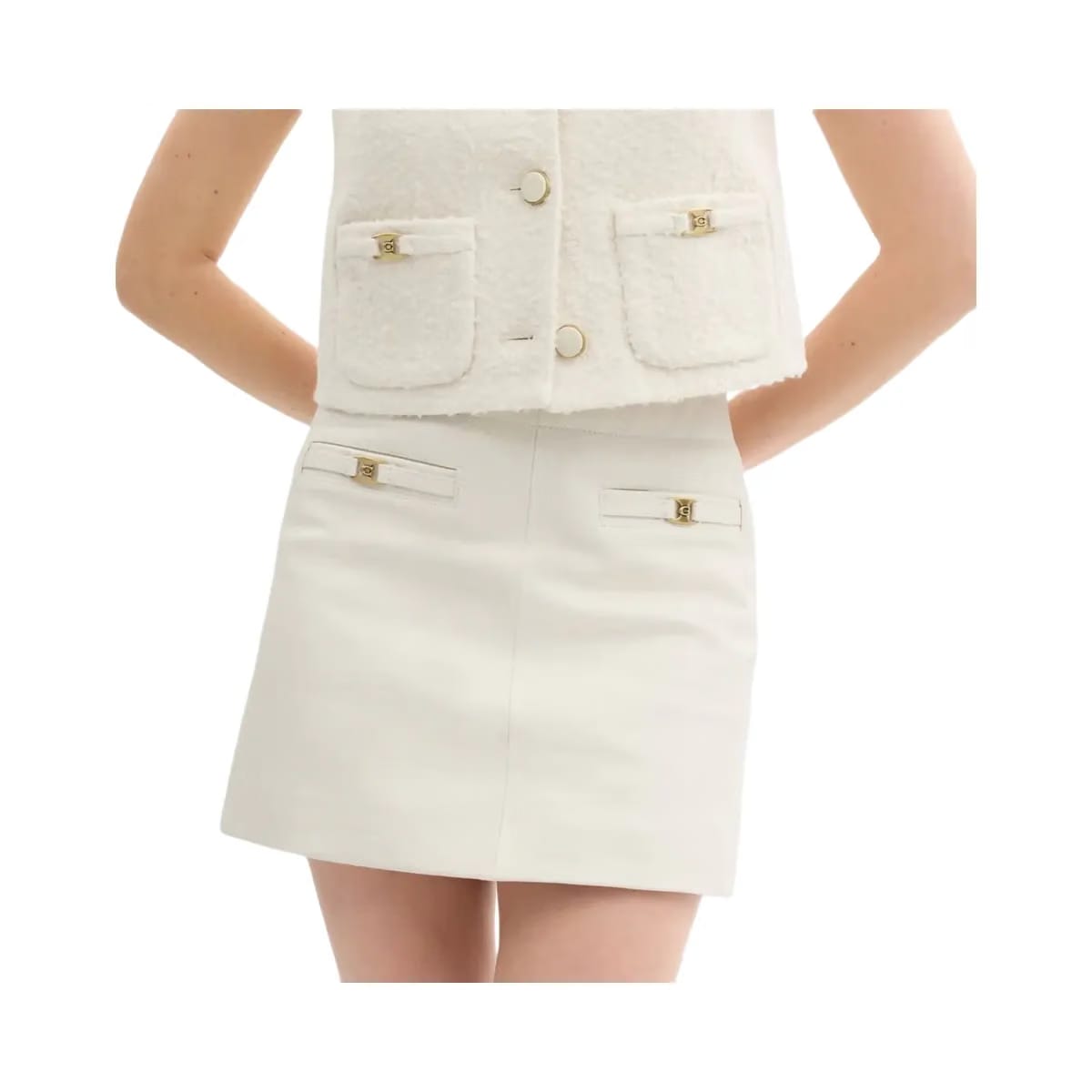 Coach Heritage C Leather Skirt White