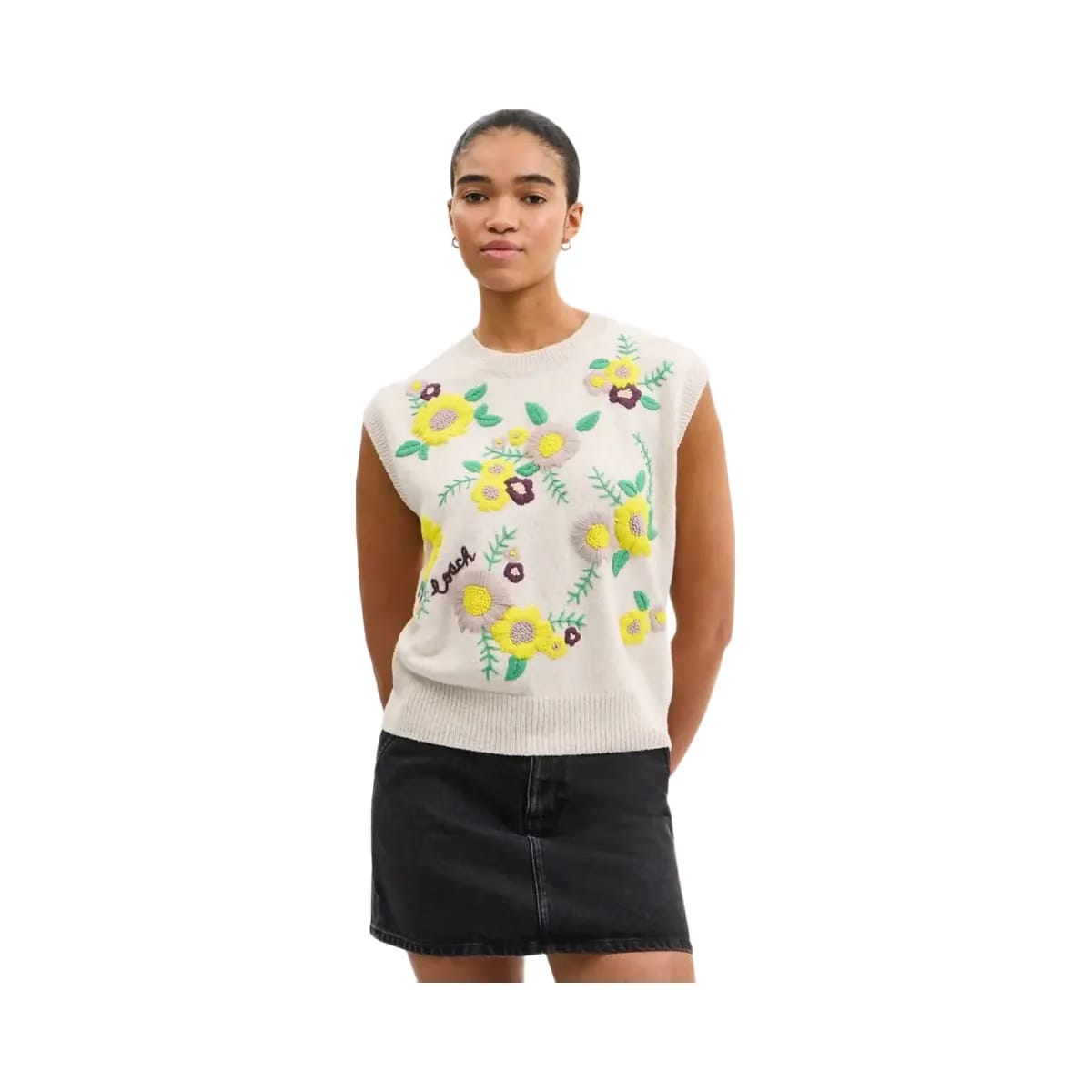 Coach Floral Knit Vest Cream Multi