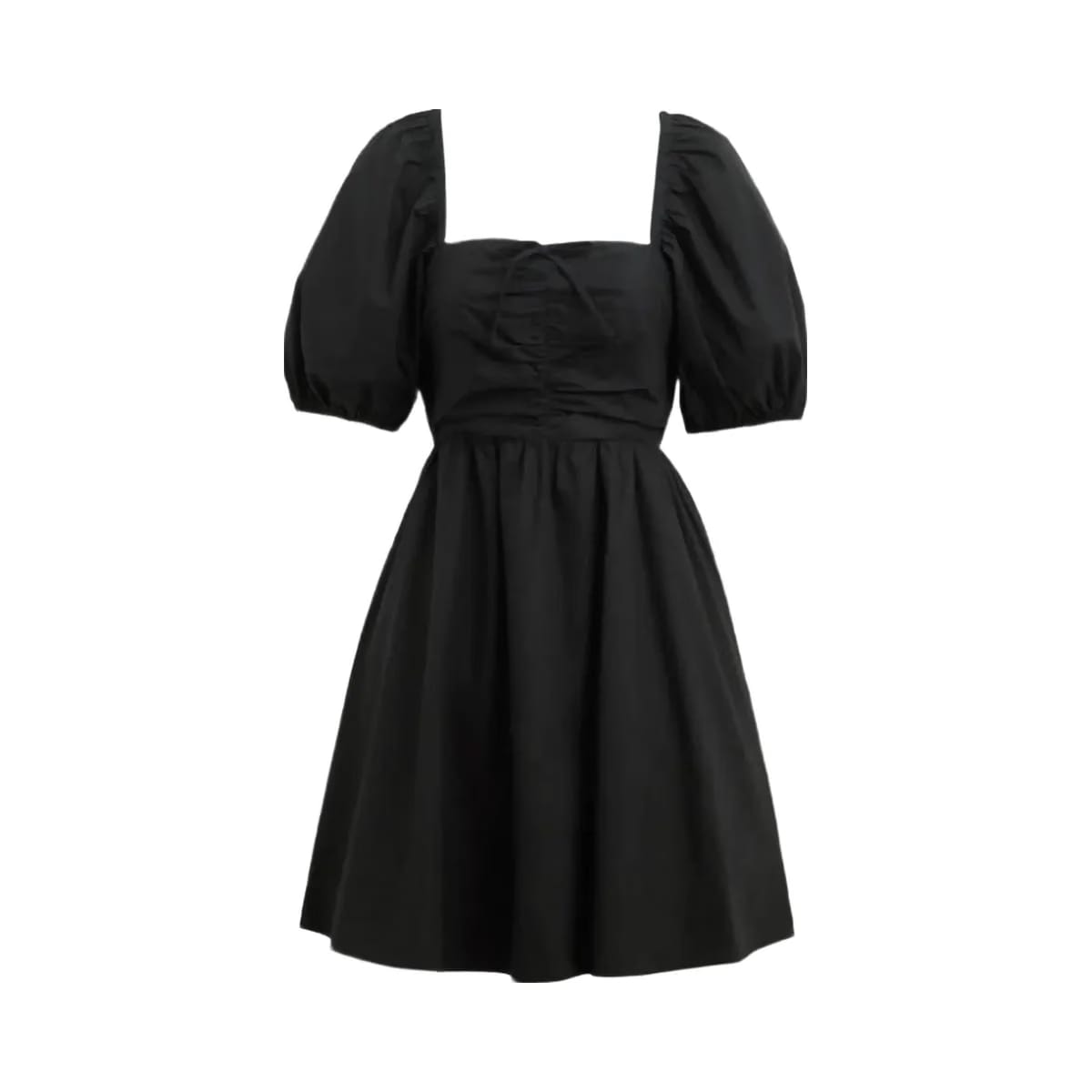 Coach Short Dress With Puff Sleeves In Organic Cotton Black