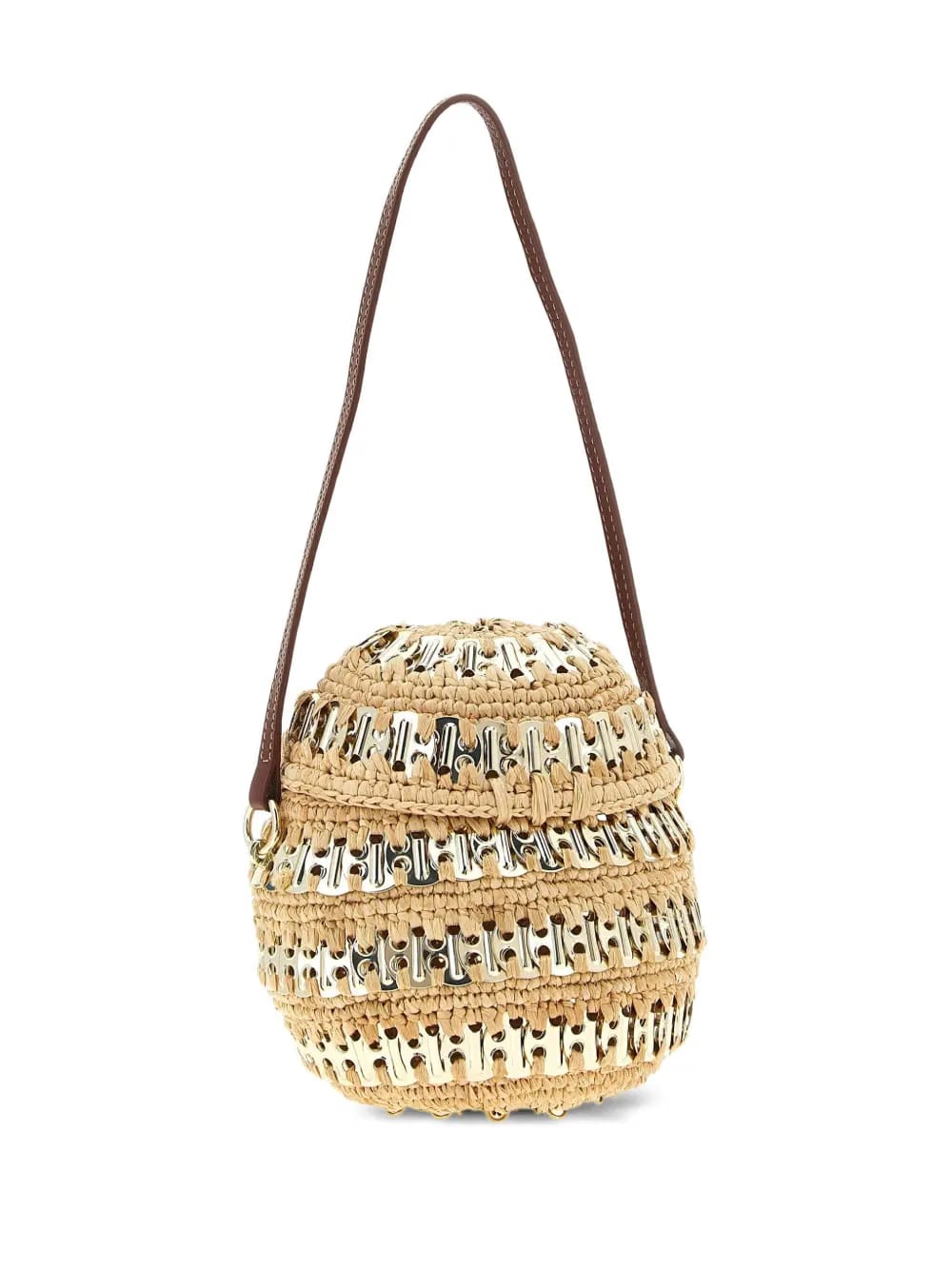 1969 metal-disc raffia ball handbag
