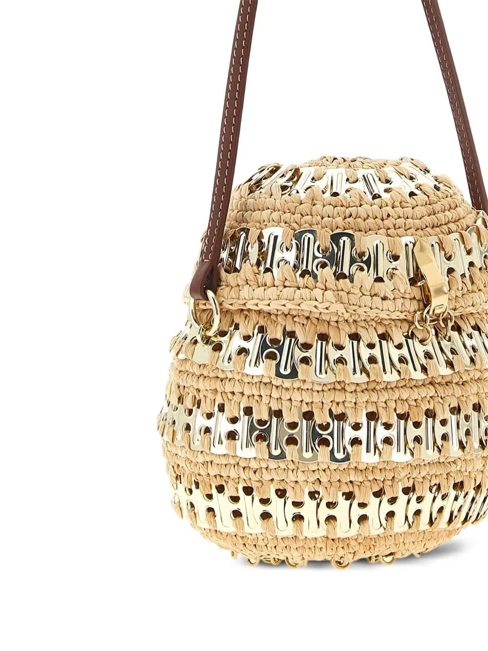 1969 metal-disc raffia ball handbag