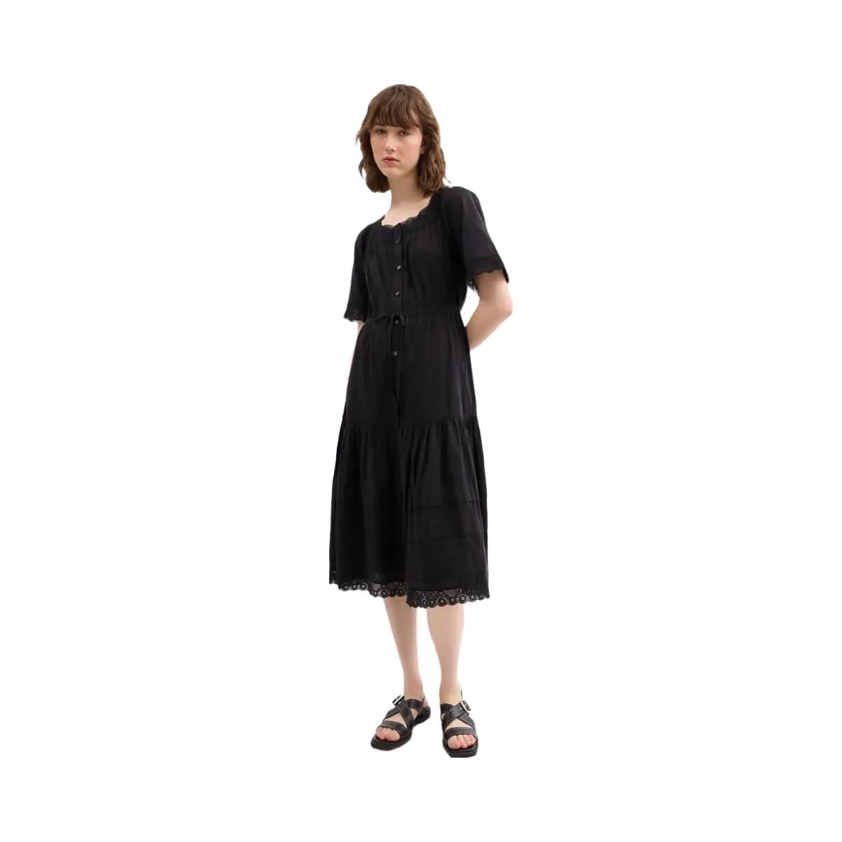 Coach Crochet Trim Dress Black