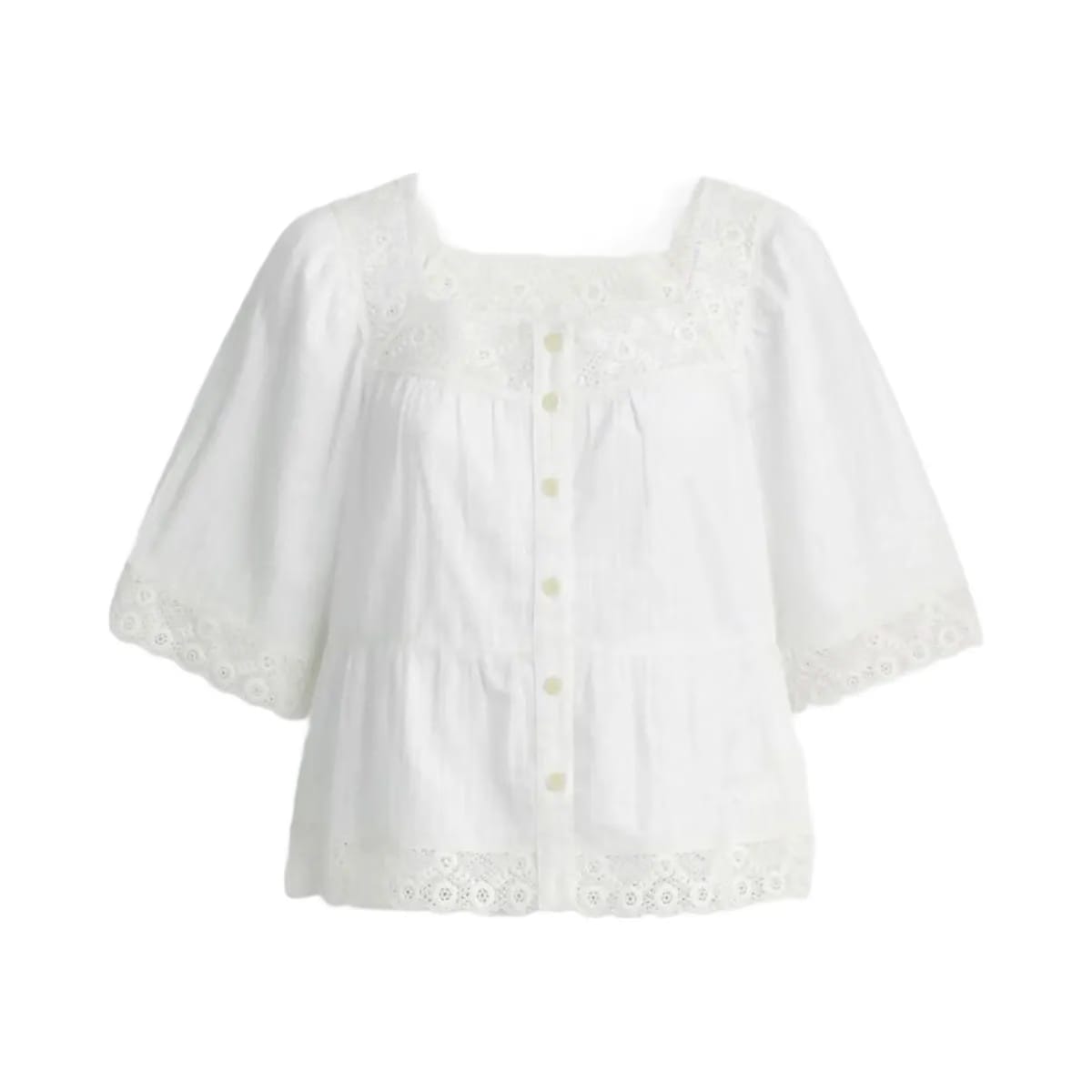 Coach Crochet Trim Top White