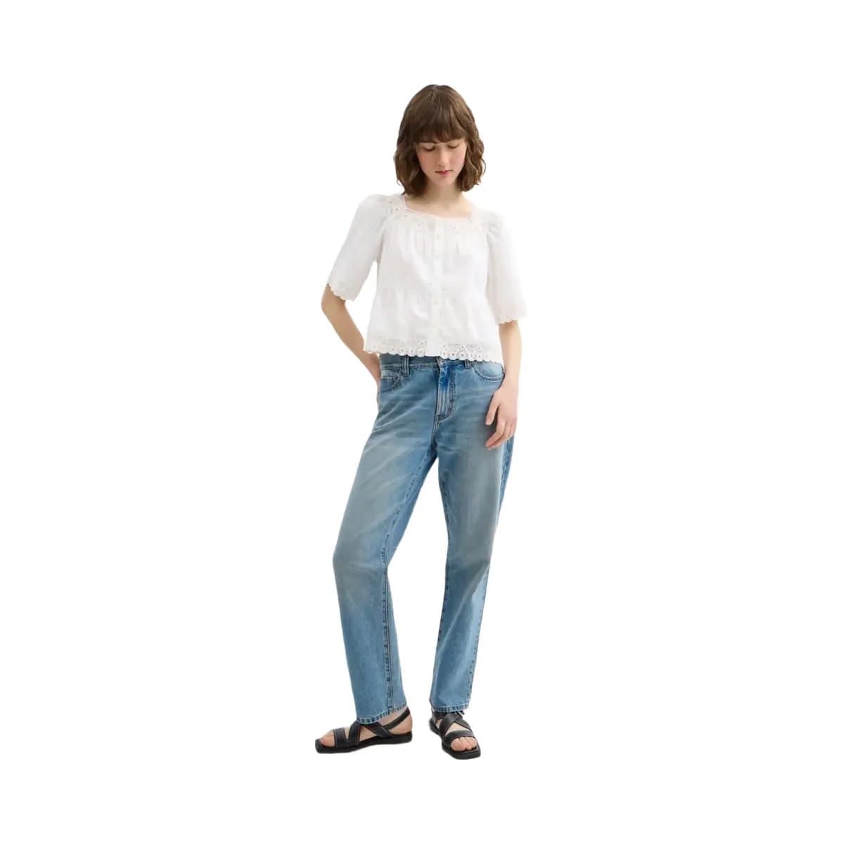 Coach Crochet Trim Top White