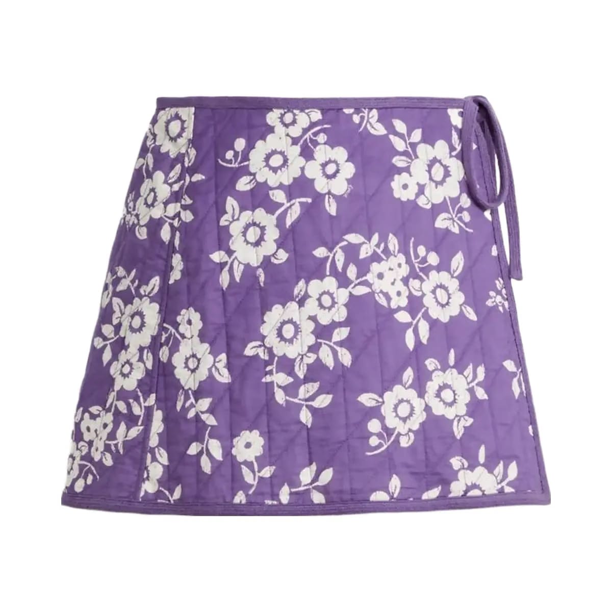 Coach Quilted Floral Wrap Skirt Purple Multi