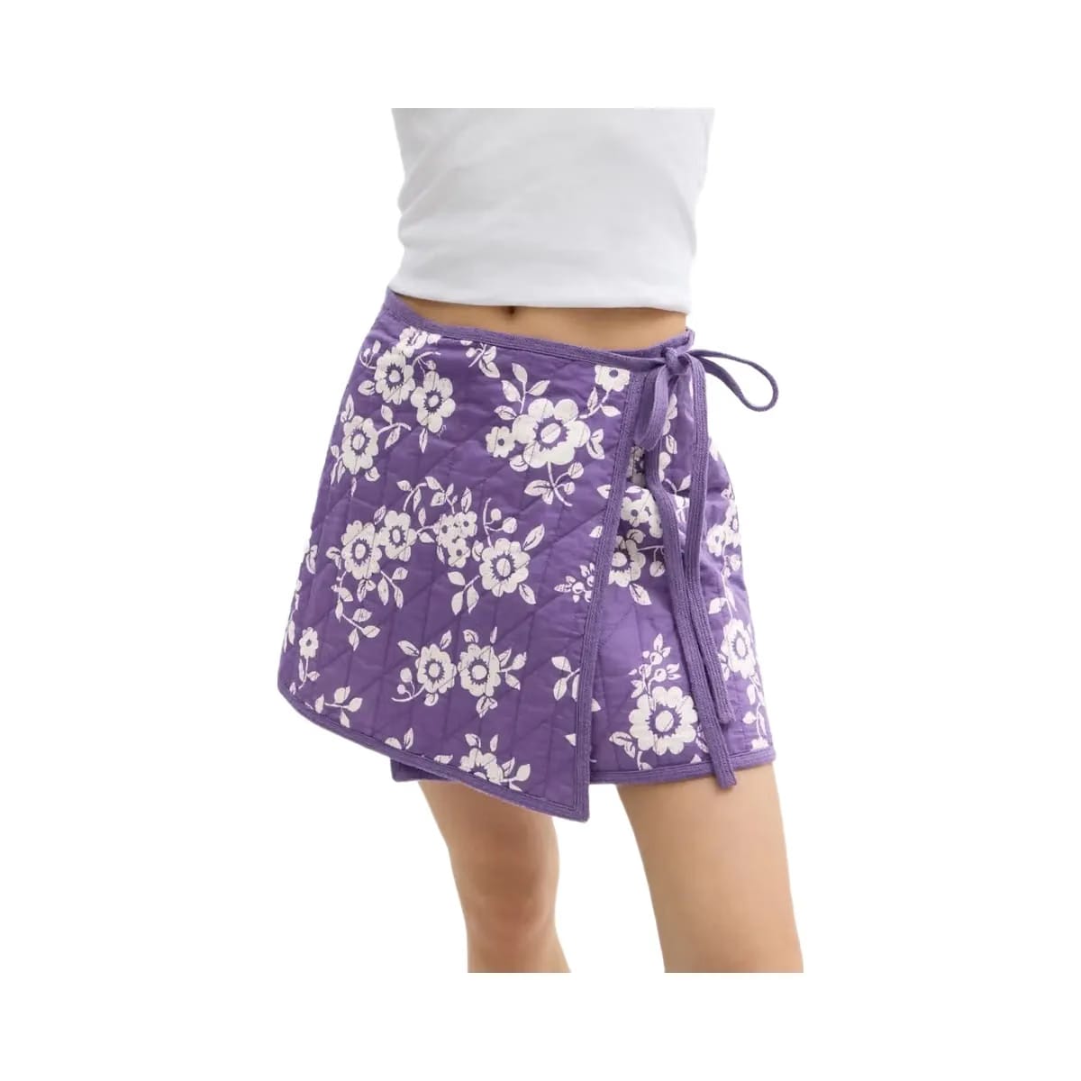 Coach Quilted Floral Wrap Skirt Purple Multi