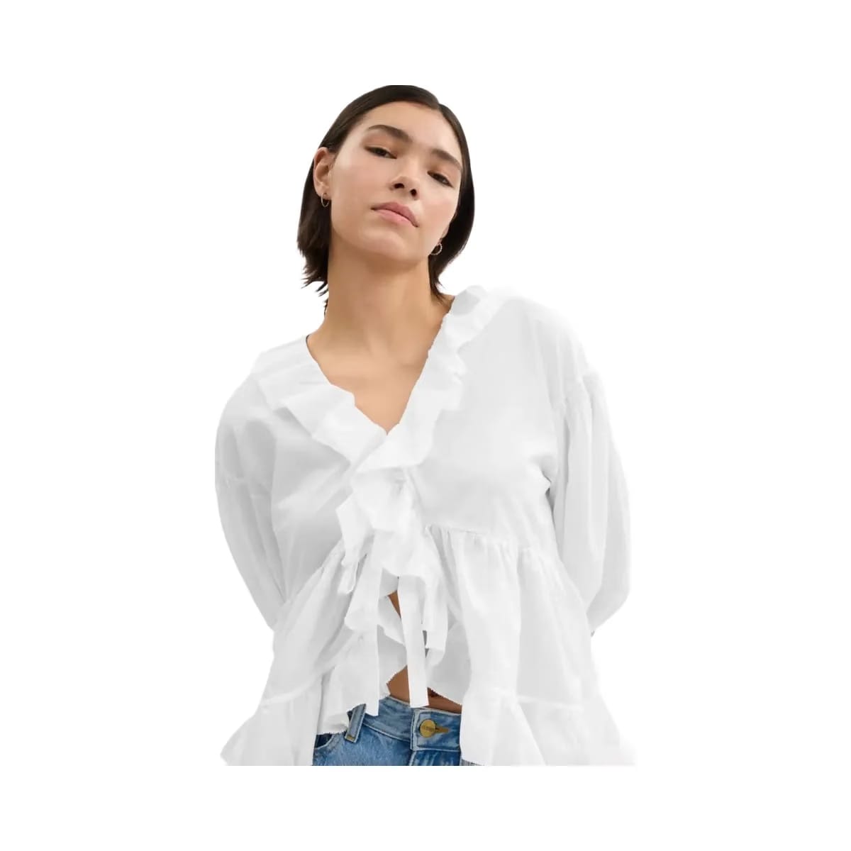 Coach Ruffle Blouse White