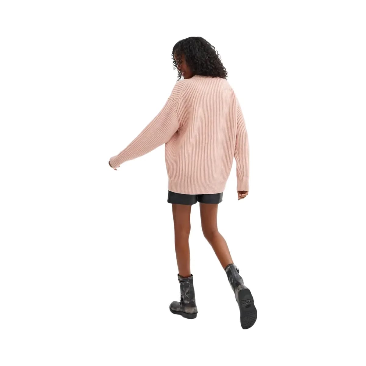 Coach Crewneck Bow Sweater In Recycled Wool Pink
