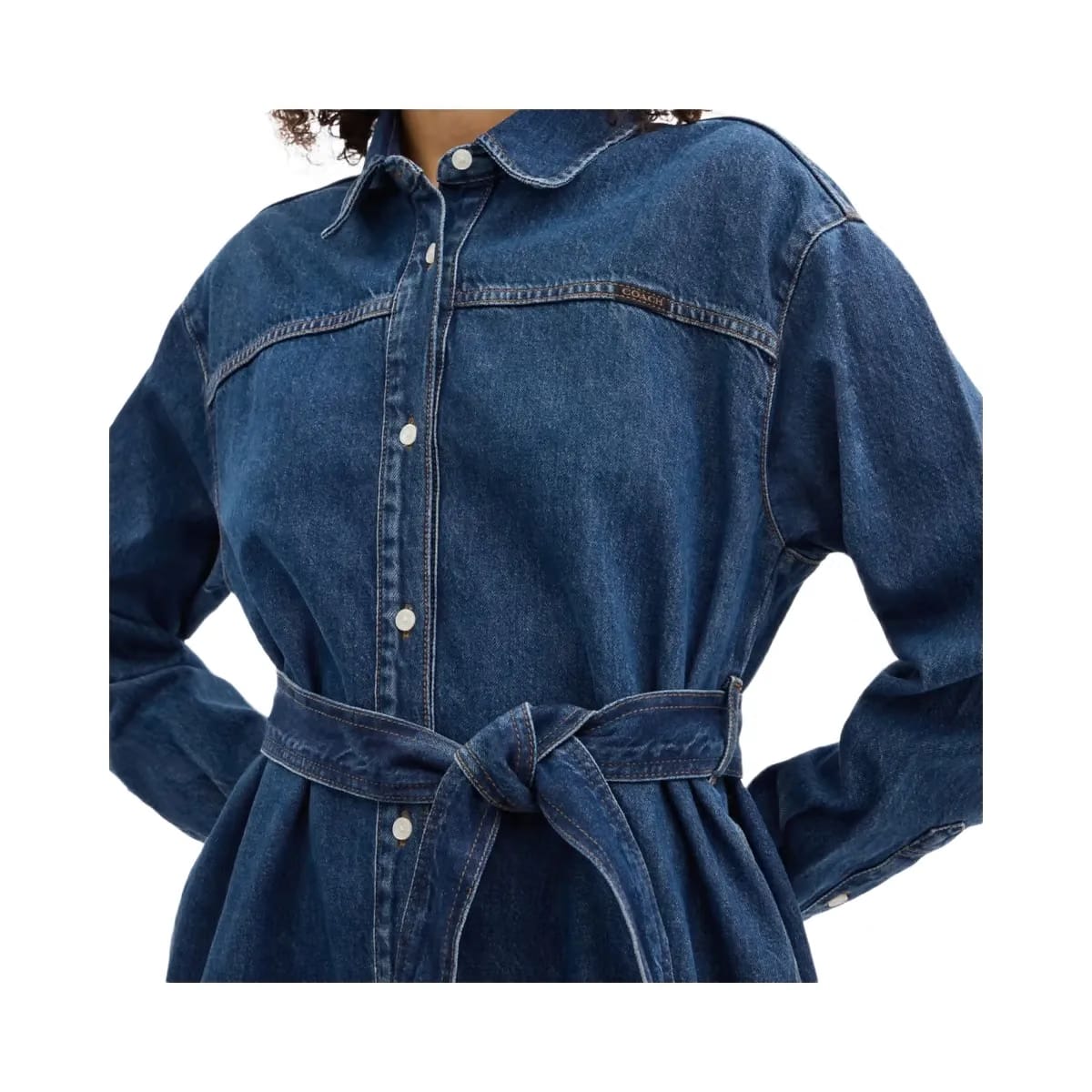 Coach Denim Shirt Dress Dark Blue