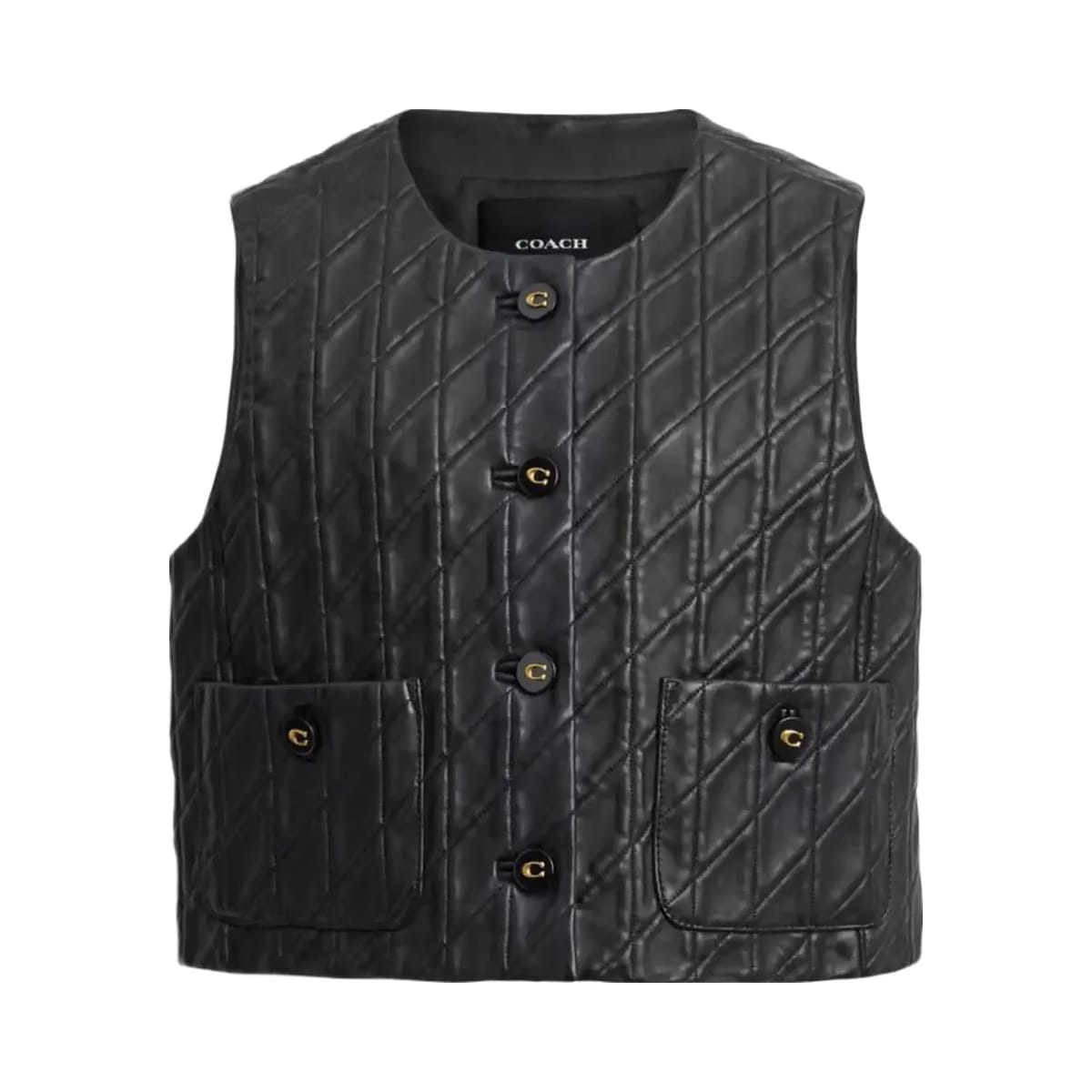 Coach Quilted Leather Vest Black