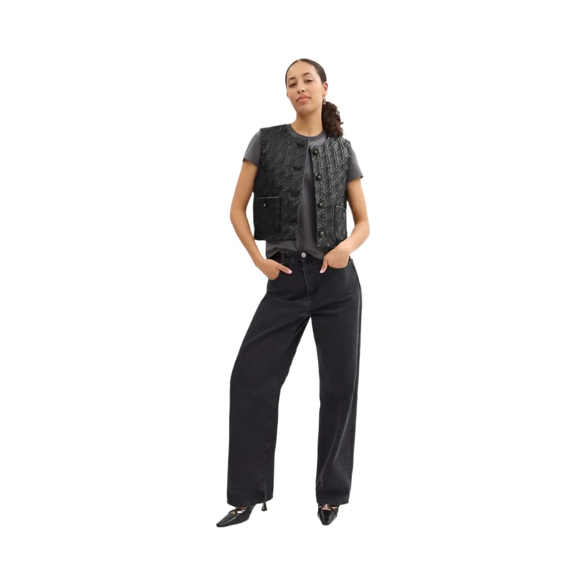 Coach Quilted Leather Vest Black
