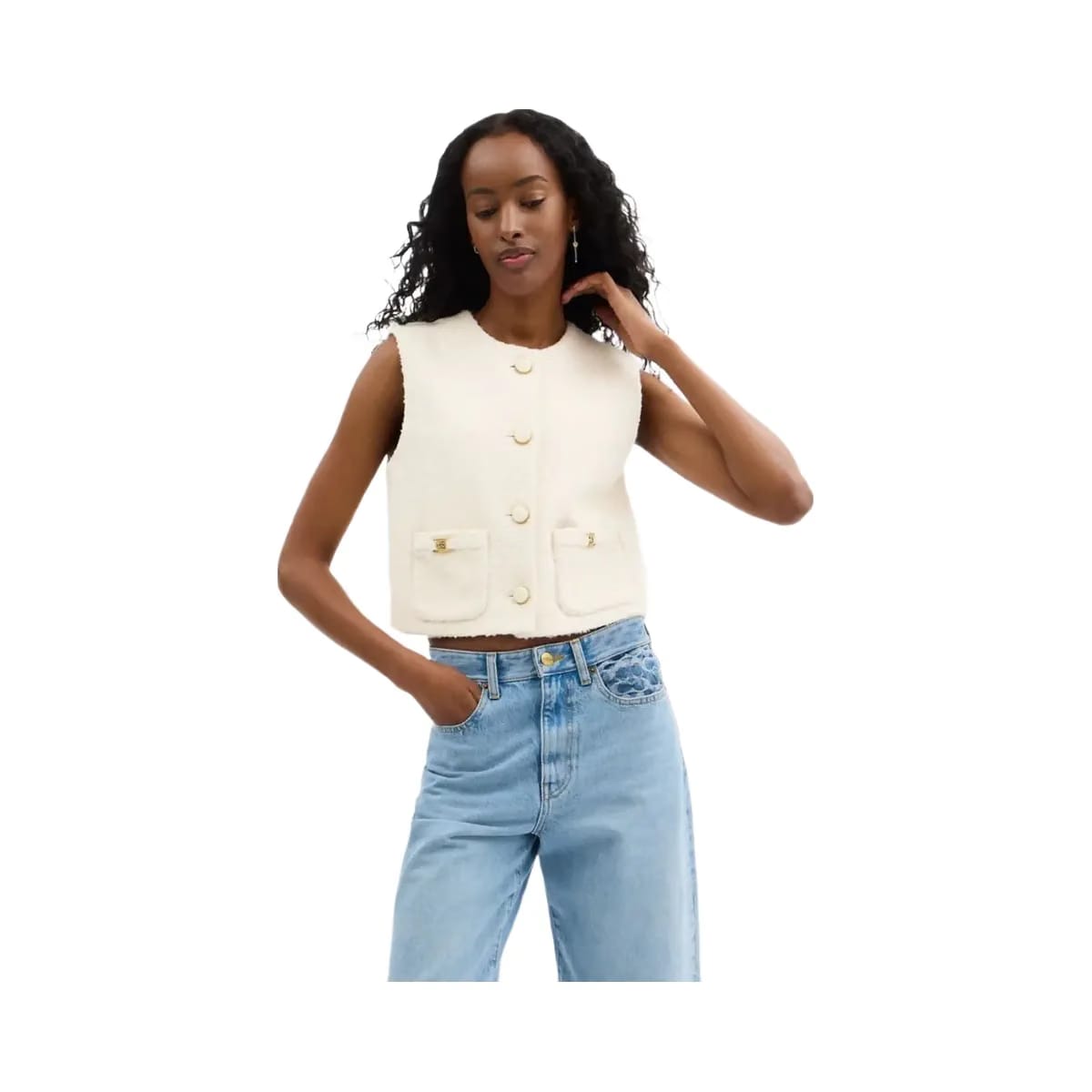 Coach Heritage C Boucle Vest Cream