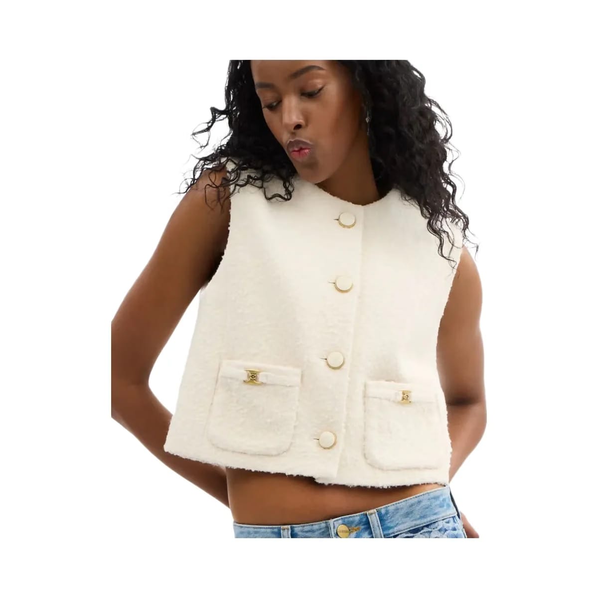 Coach Heritage C Boucle Vest Cream