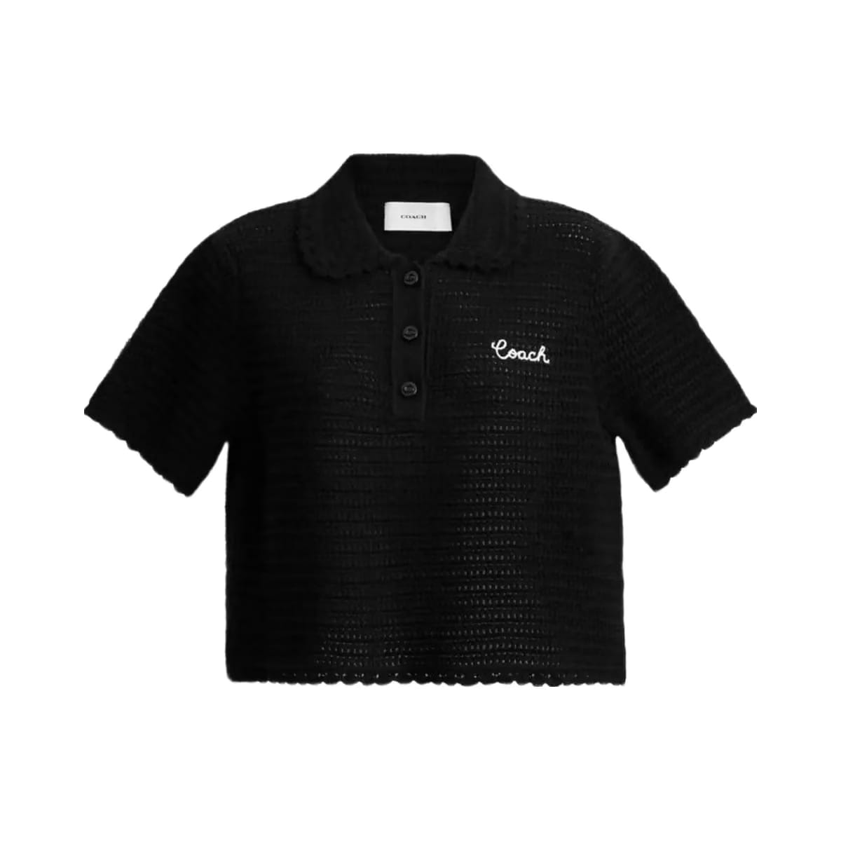 Coach Knit Cropped Polo Black
