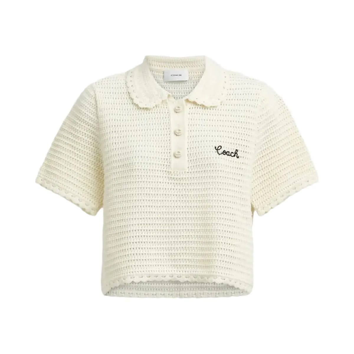 Coach Knit Cropped Polo Cream