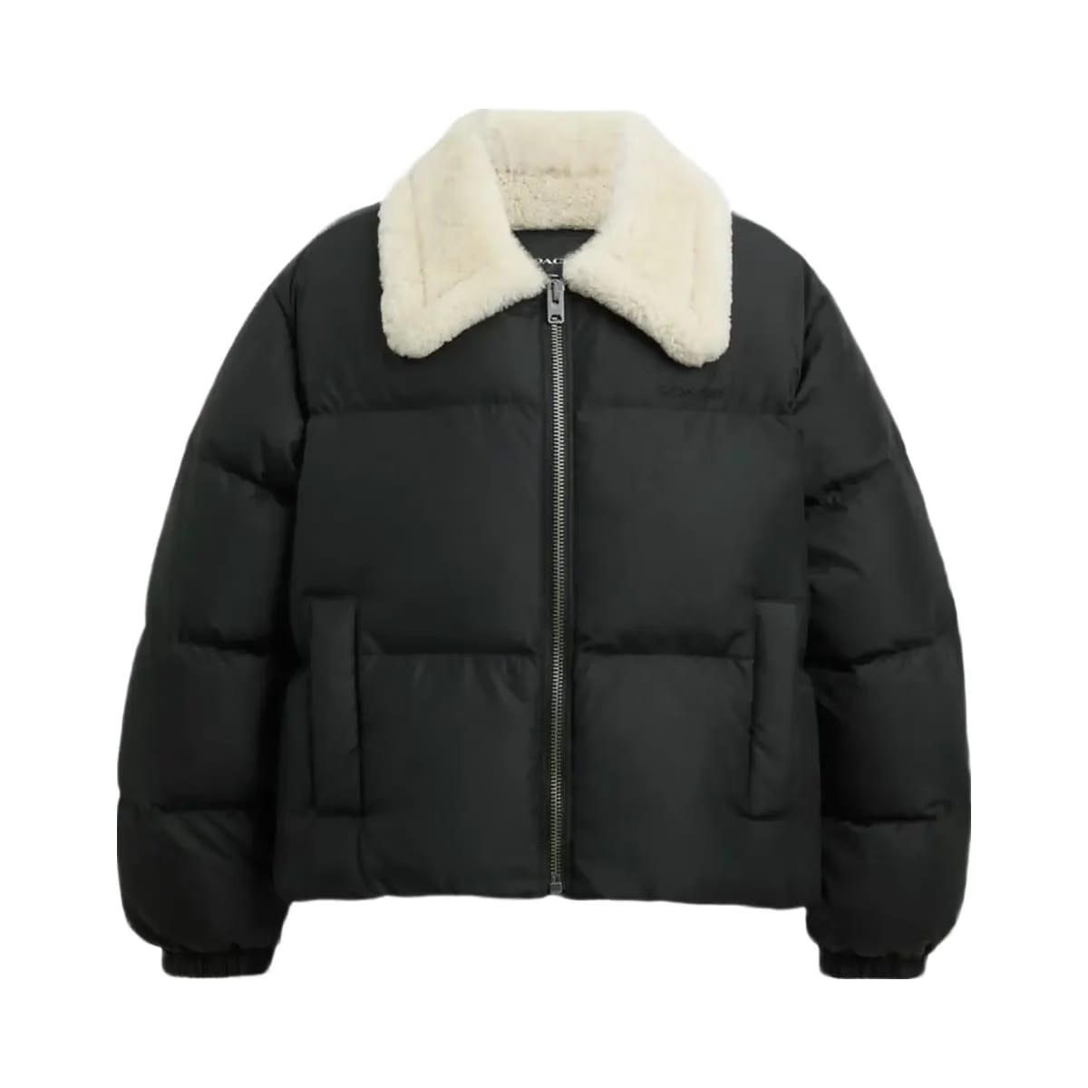Coach Puffer With Shearling Collar Black