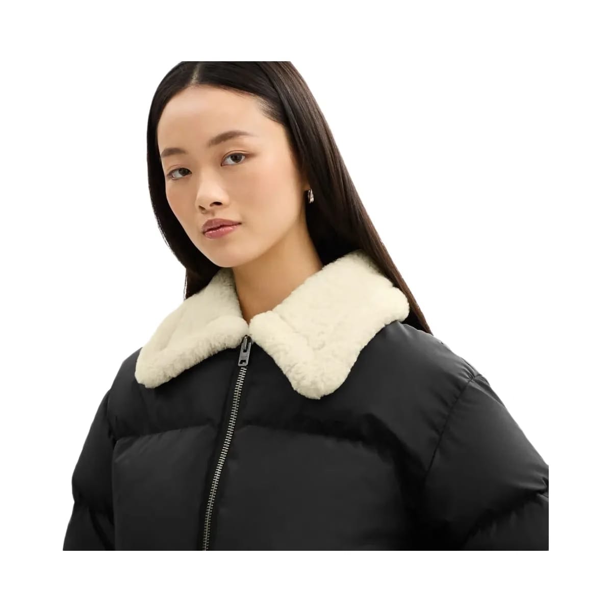 Coach Puffer With Shearling Collar Black