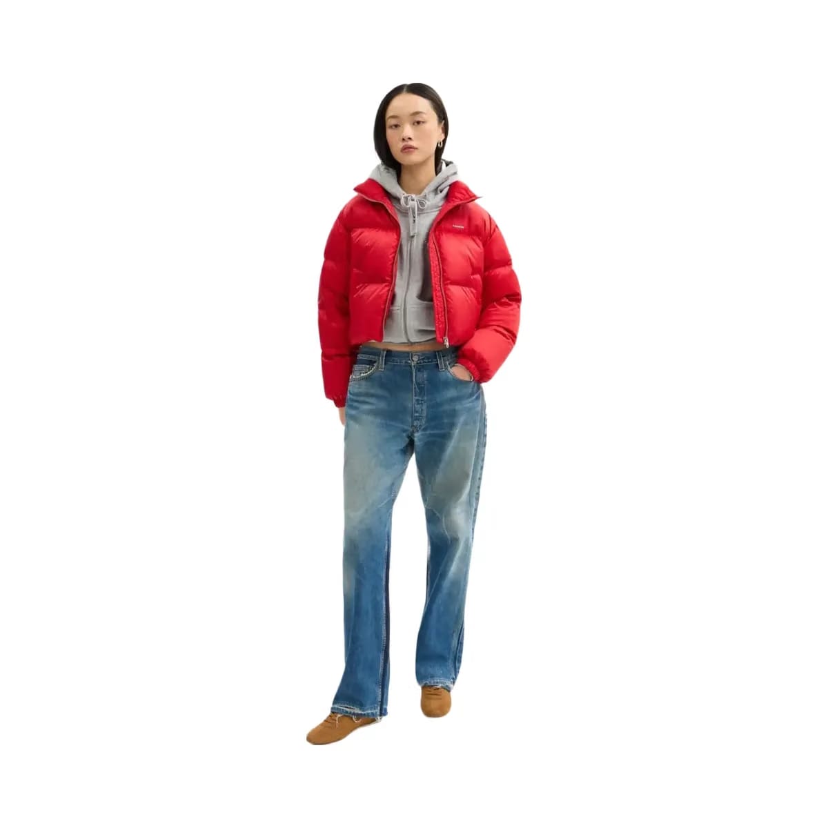 Coach Short Cropped Puffer Jacket Red