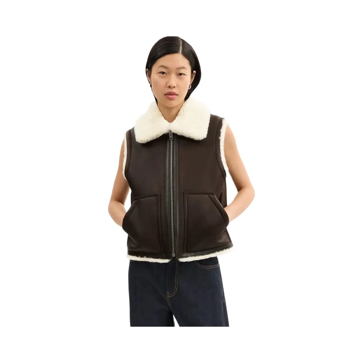 Coach Reversible Shearling Vest Hickory