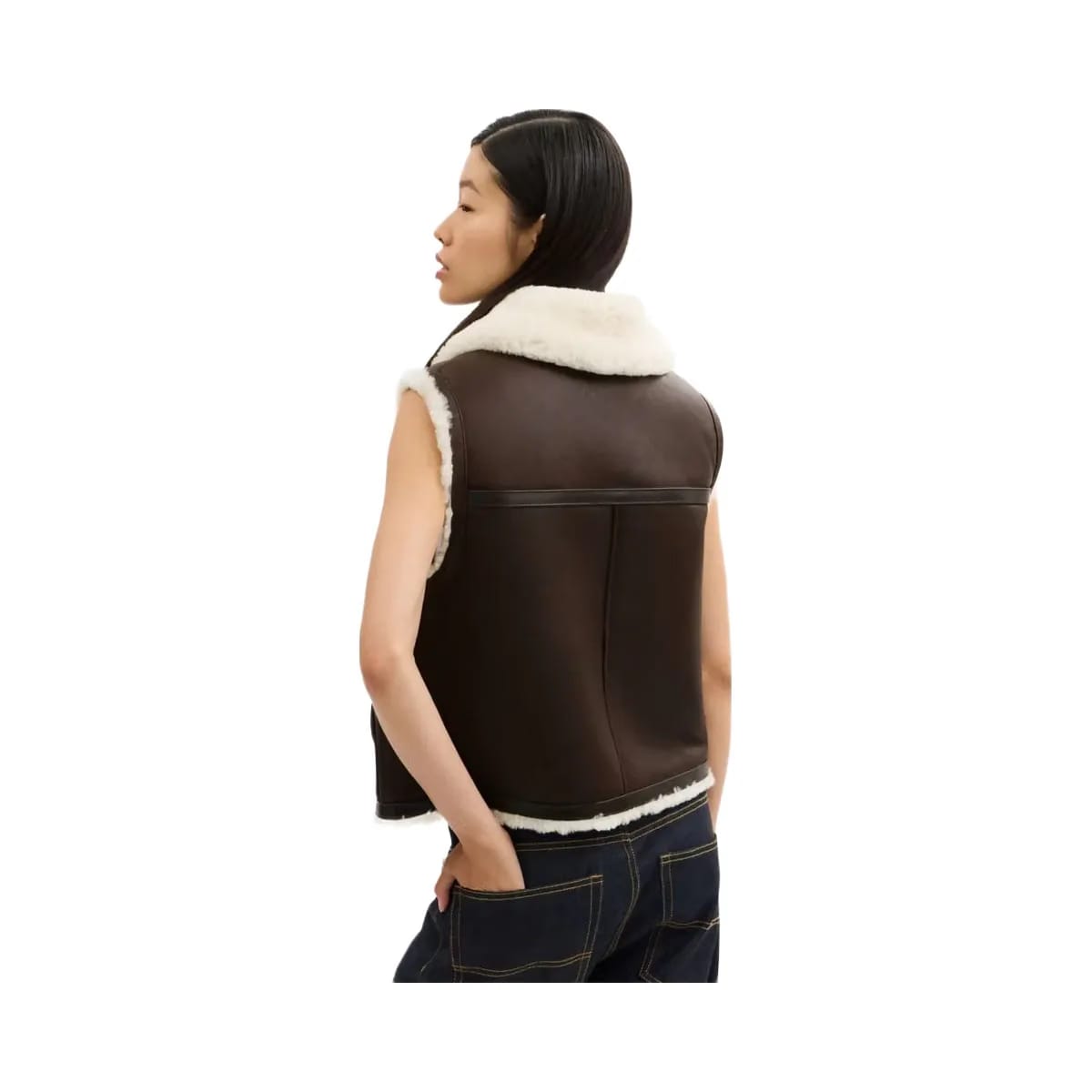 Coach Reversible Shearling Vest Hickory