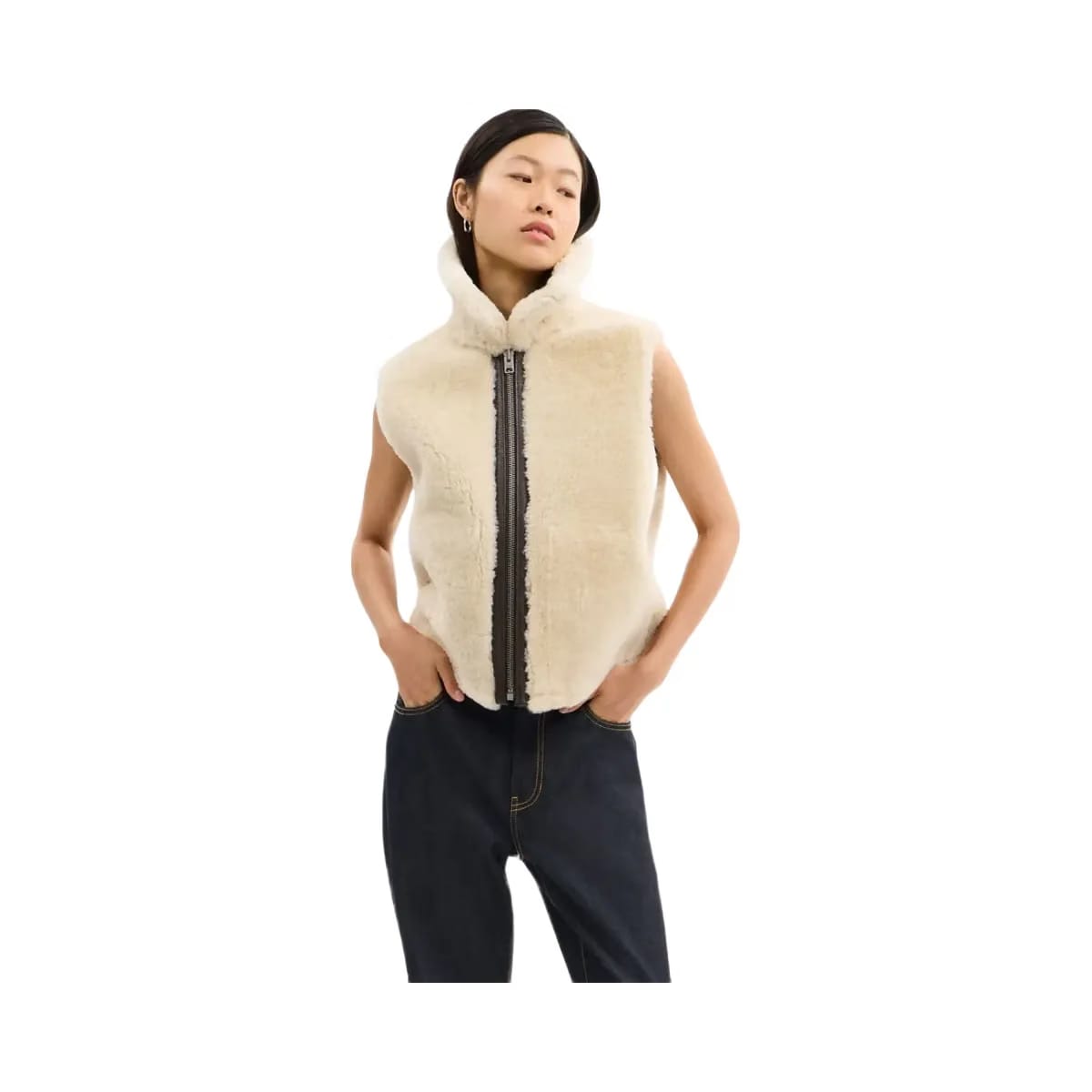 Coach Reversible Shearling Vest Hickory