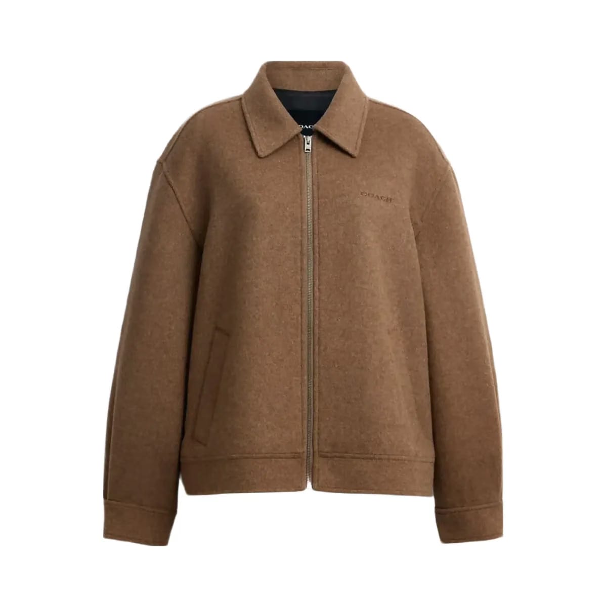 Coach Zip Front Wool Jacket Teddy Bear