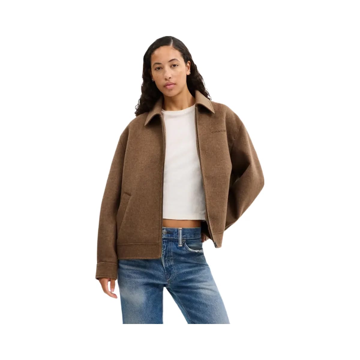 Coach Zip Front Wool Jacket Teddy Bear