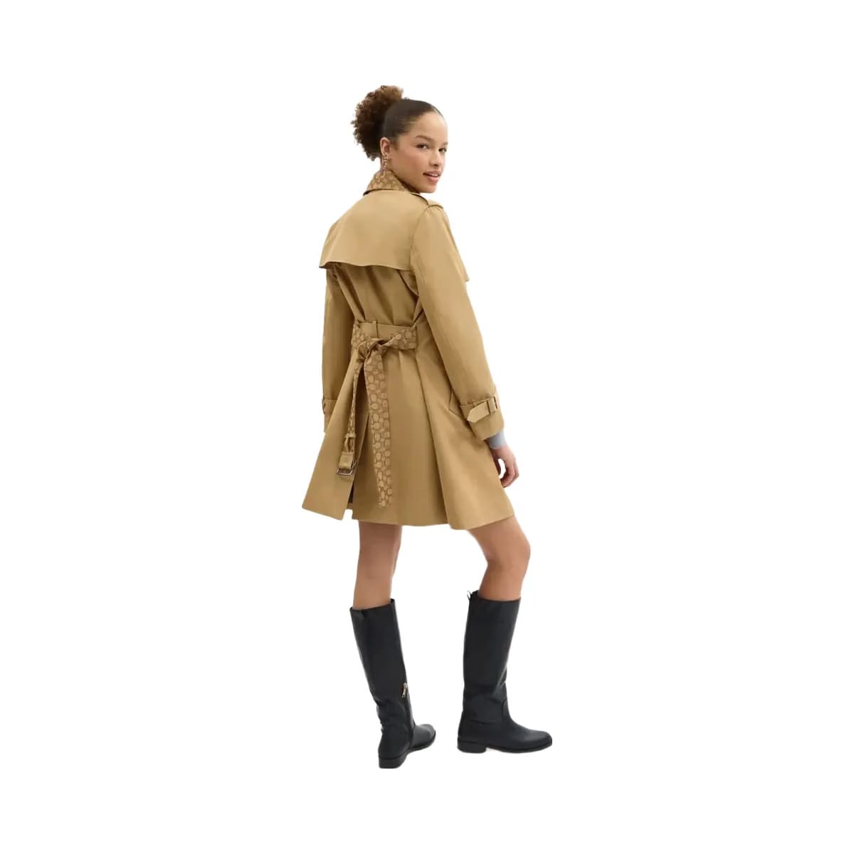 Coach Mid Trench Coat With Signature Collar Khaki