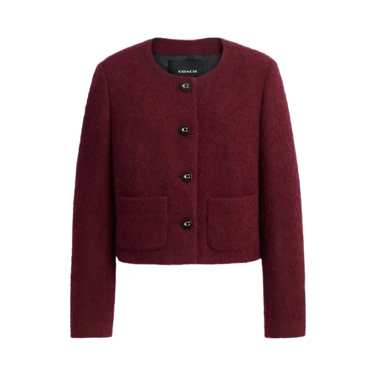 Coach Boucle Cardigan Jacket Burgundy