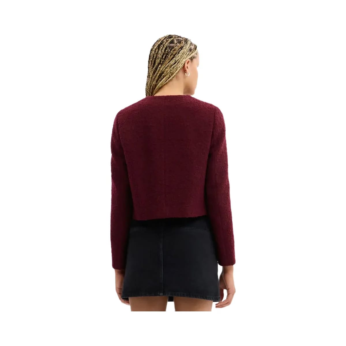 Coach Boucle Cardigan Jacket Burgundy
