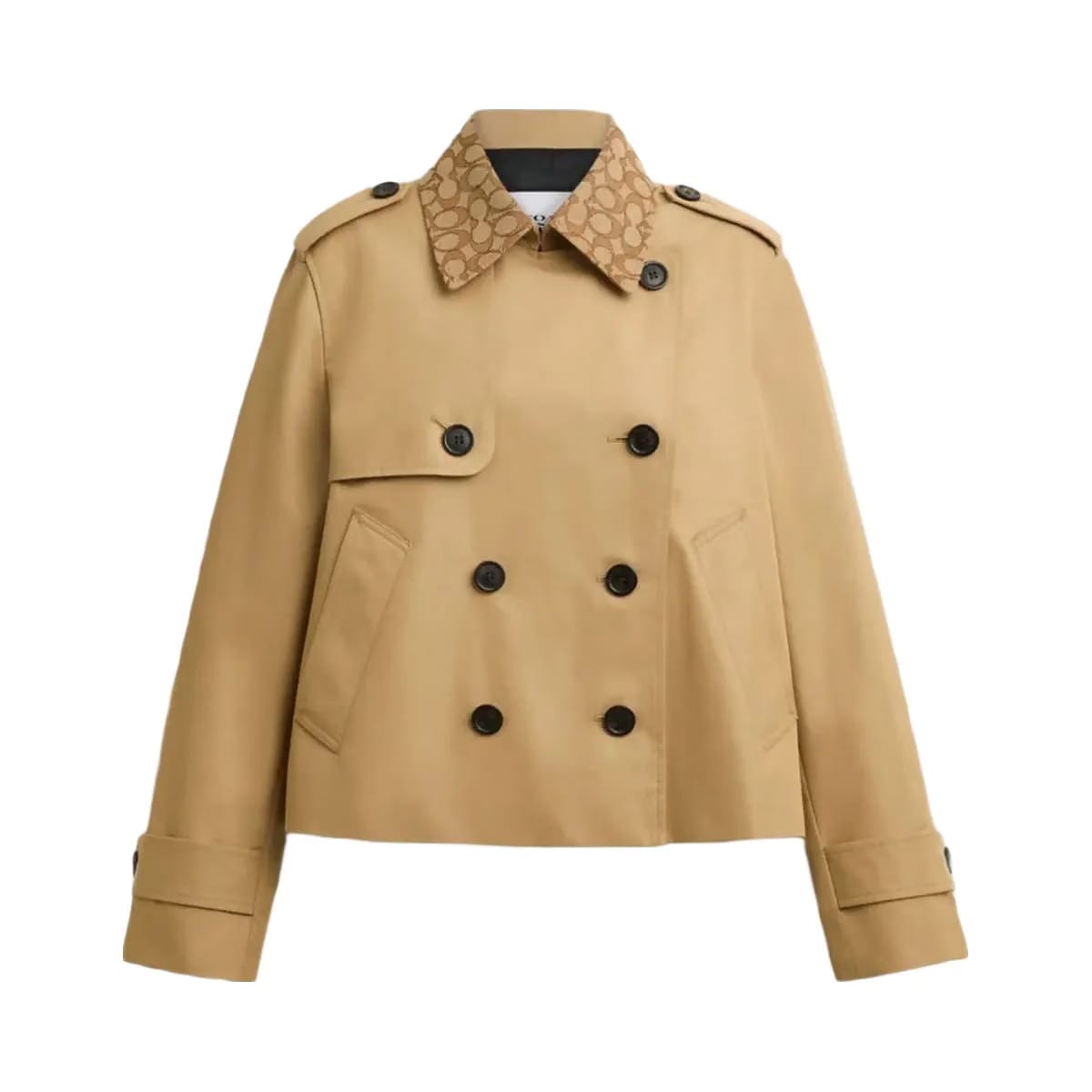 Coach Short Trench Coat With Signature Collar Khaki