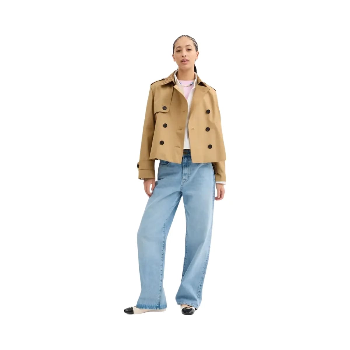 Coach Short Trench Coat With Signature Collar Khaki