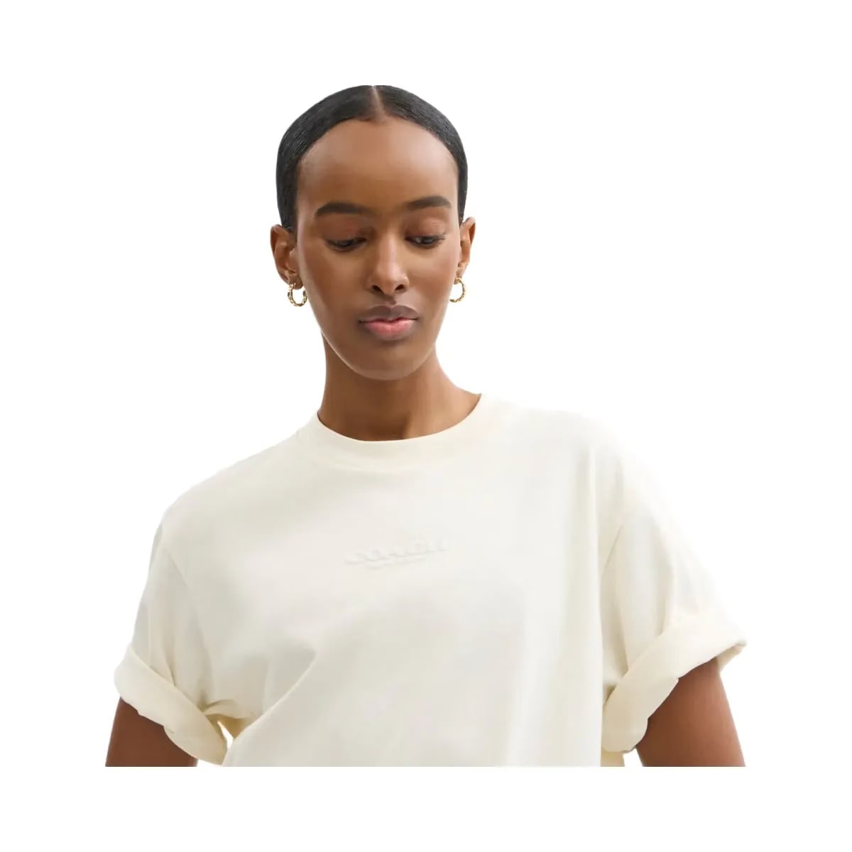 Coach New York T-Shirt Dress In Organic Cotton Cream