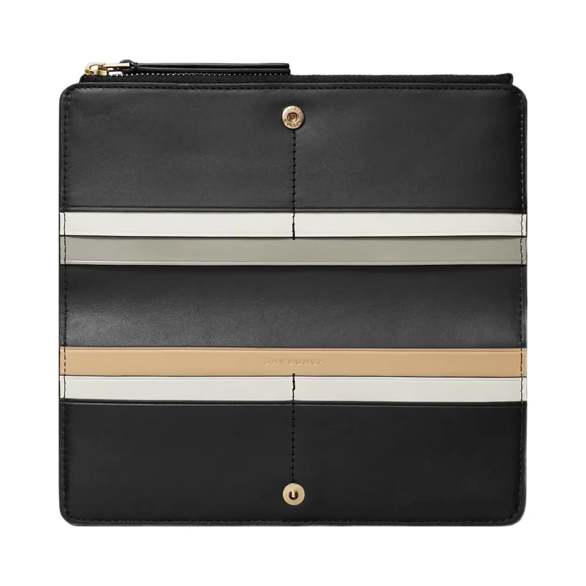 Tory Burch Robinson Pebbled Zip Slim Wallet Black