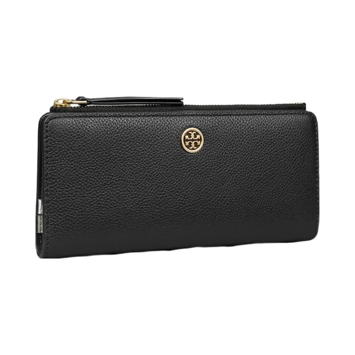 Tory Burch Robinson Pebbled Zip Slim Wallet Black