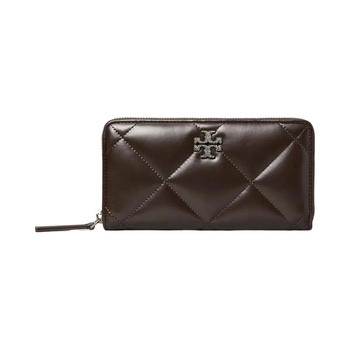 Tory Burch Kira Diamond Quilt Pav Zip Continental Wallet Cocoa